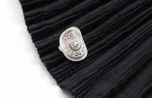 Load image into Gallery viewer, 铜鼓TONGU-Bronze drum and flower pattern silver rings with filigree technique