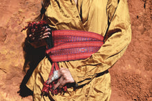 Load image into Gallery viewer, 绣XIU- Bright red hand woven belt with floss silk embroidery