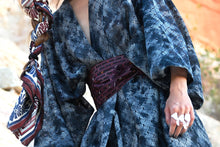 Load image into Gallery viewer, 绣XIU- Dark purple hand woven belt with floss silk embroidery