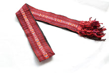 Load image into Gallery viewer, 绣XIU- Dark red hand woven belt with floss silk embroidery
